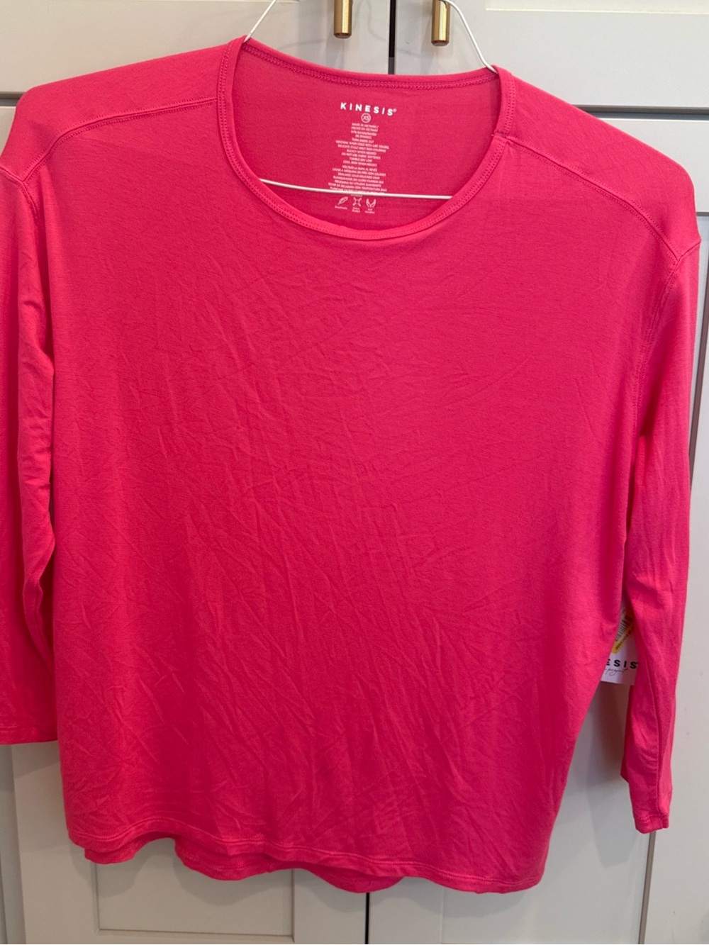 Kinesis Pink 3/4 Sleeve Top Longer In Back Super Soft Xs New